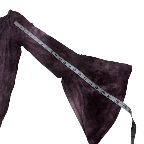 American Eagle Soft & Sexy Tie-Dye Bell Sleeve Wrap Top Blouse Womens M Purple - Picture 6 of 16